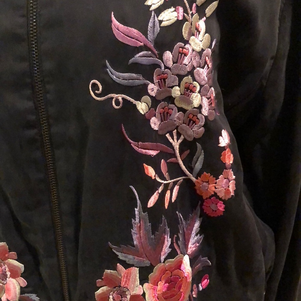 a moss Embroidered Bomber Jacket Sz S - Picture 2 of 5
